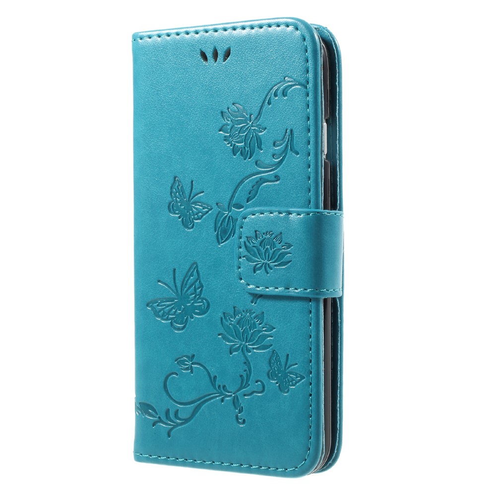 Imprint Butterfly Flower Magnetic Wallet PU Leather Stand Cell Phone Case for iPhone 8 / 7 4.7 inch - Blue-3