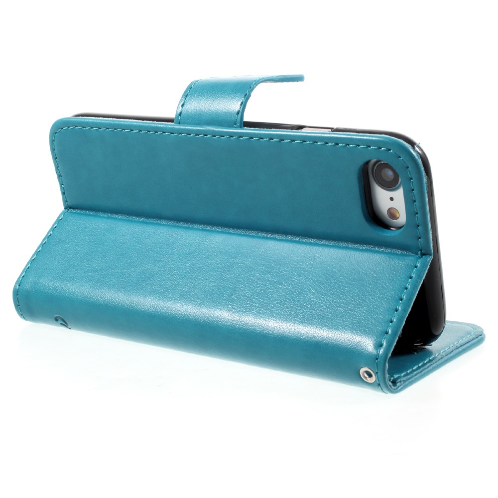 Imprint Butterfly Flower Magnetic Wallet PU Leather Stand Cell Phone Case for iPhone 8 / 7 4.7 inch - Blue-5
