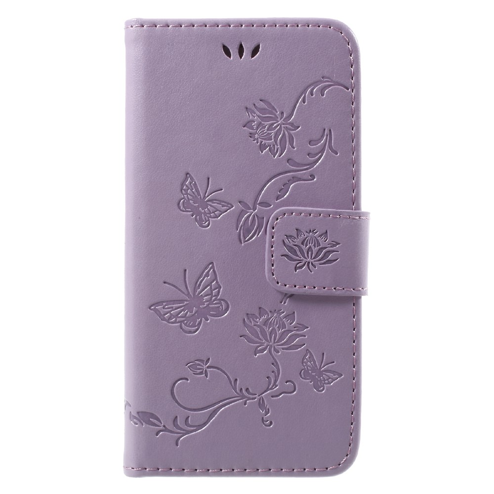 Imprint Butterfly Flower Magnetic Wallet PU Leather Cover with Stand for iPhone 8 / 7 4.7 inch - Purple-1