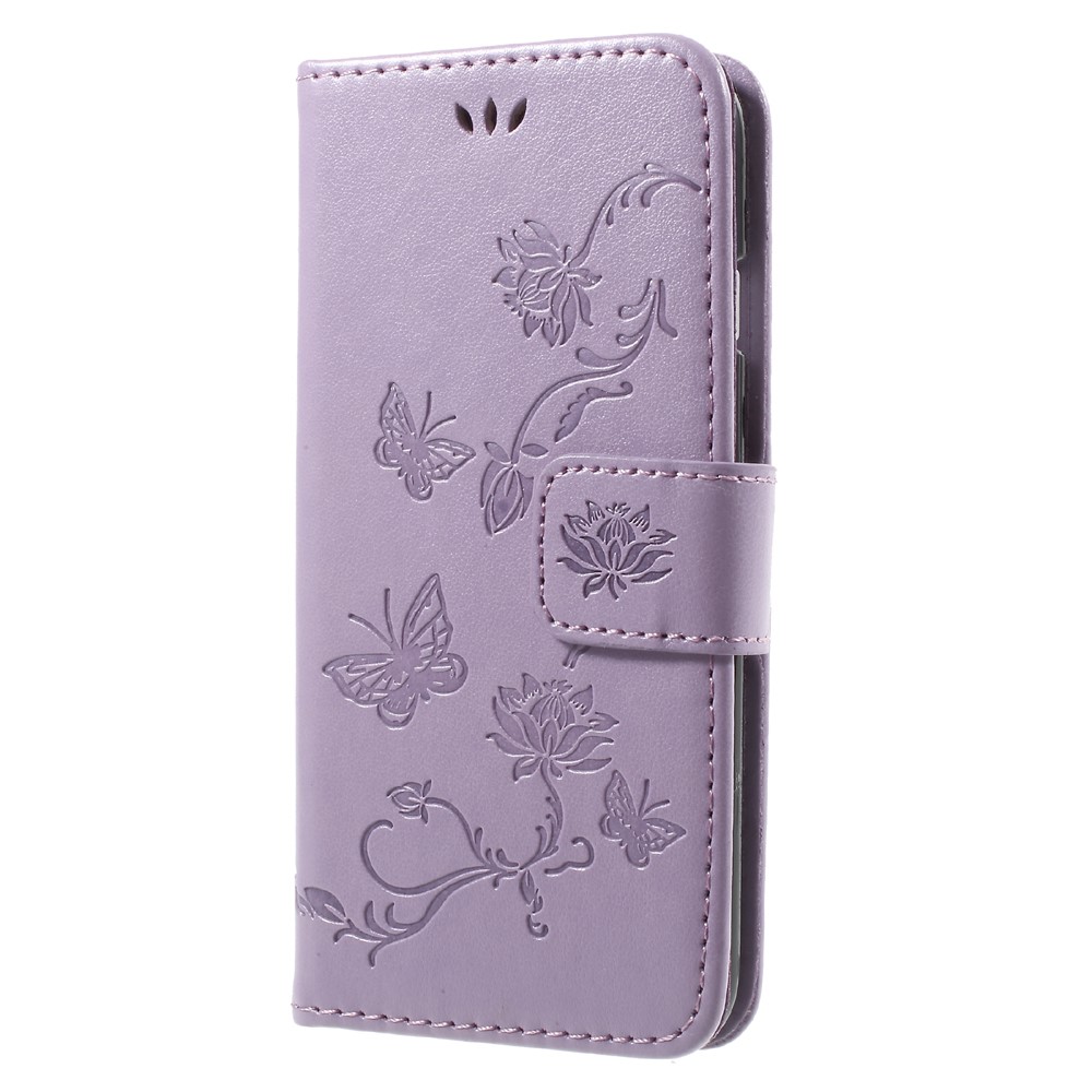 Imprint Butterfly Flower Magnetic Wallet PU Leather Cover with Stand for iPhone 8 / 7 4.7 inch - Purple-3