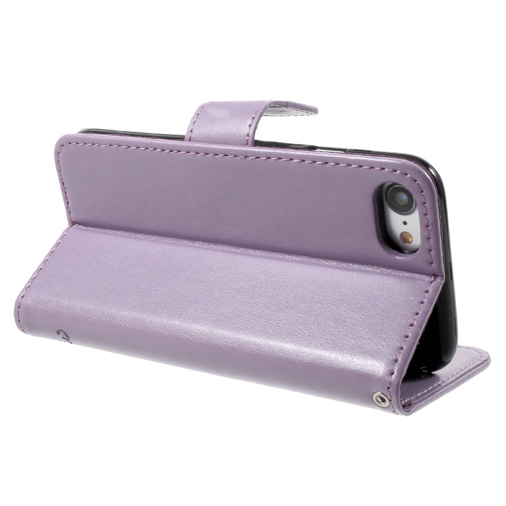 Imprint Butterfly Flower Magnetic Wallet PU Leather Cover with Stand for iPhone 8 / 7 4.7 inch - Purple-5