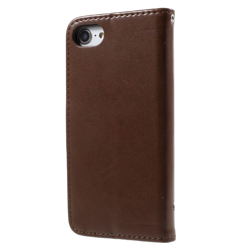 Imprint Butterfly Flower Magnetic Wallet PU Leather Case with Stand for iPhone 8 / 7 4.7 inch - Brown-2