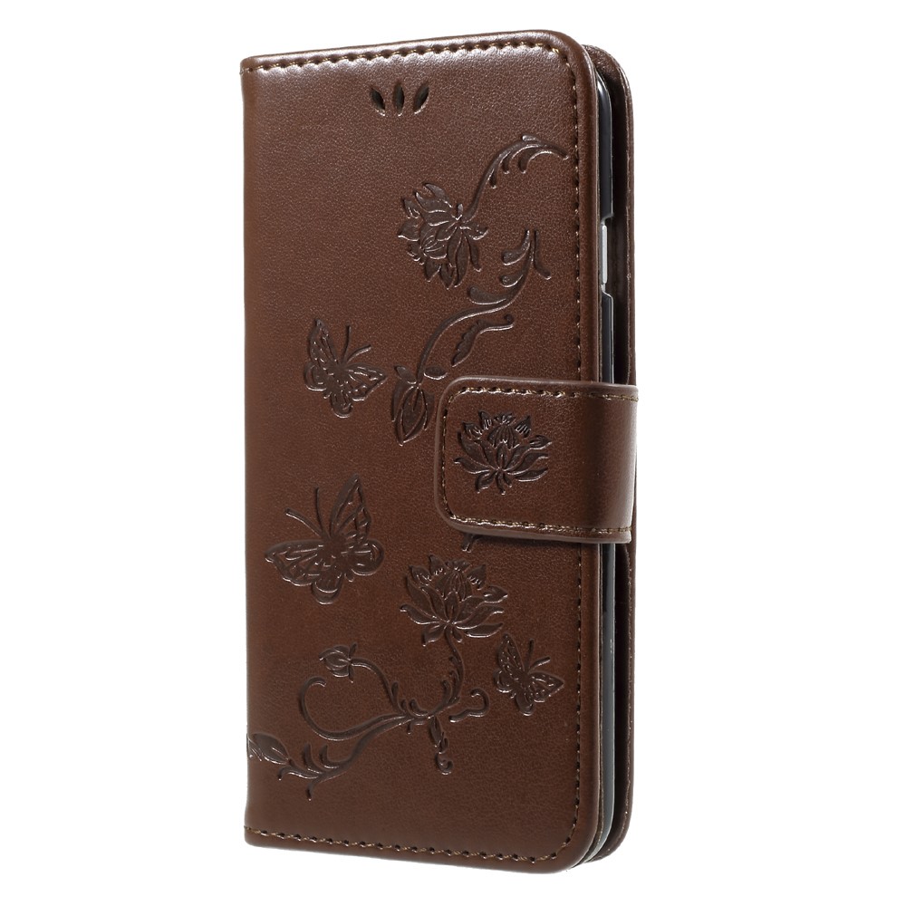 Imprint Butterfly Flower Magnetic Wallet PU Leather Case with Stand for iPhone 8 / 7 4.7 inch - Brown-3