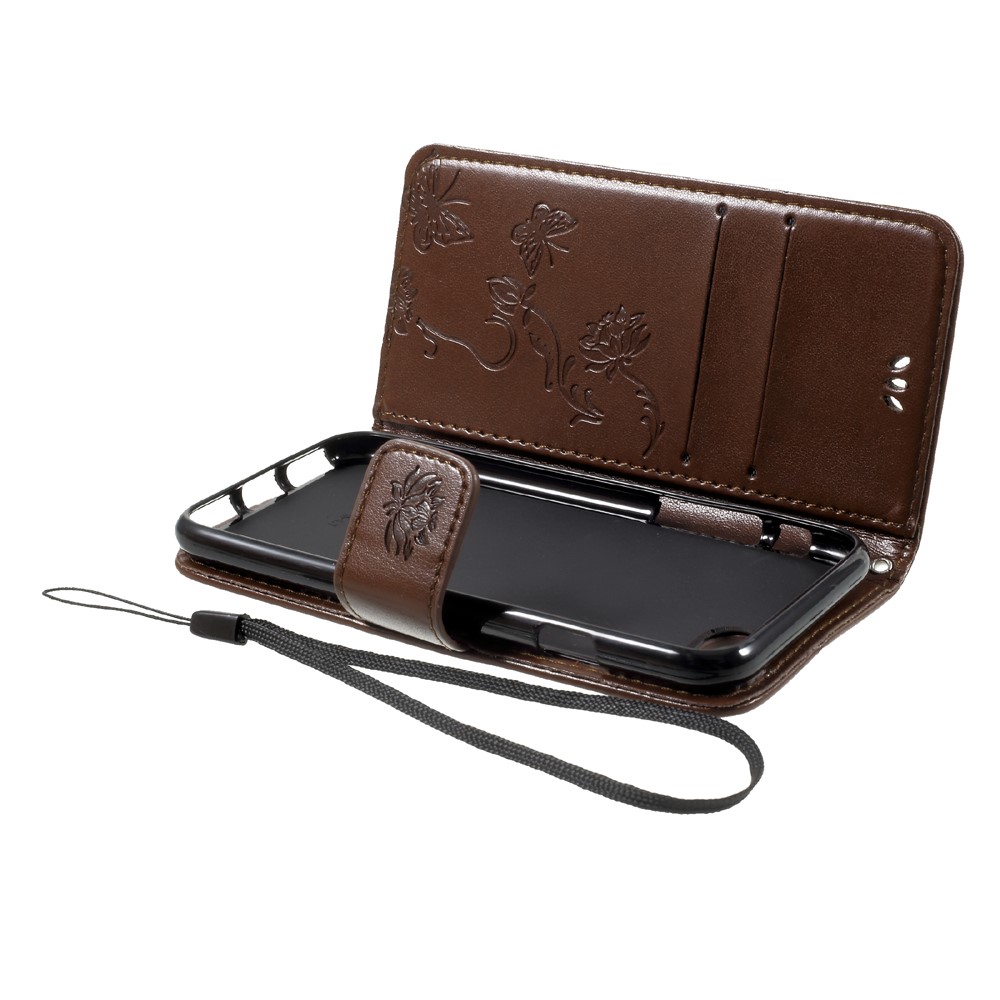 Imprint Butterfly Flower Magnetic Wallet PU Leather Case with Stand for iPhone 8 / 7 4.7 inch - Brown-6