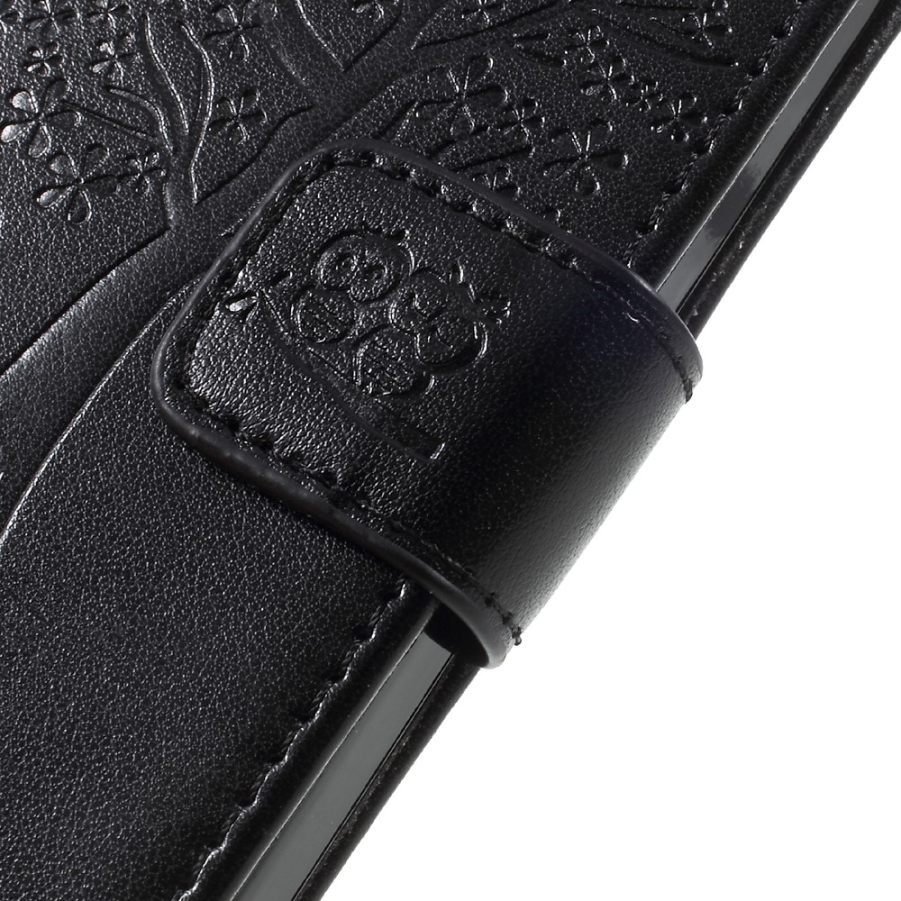 Imprint Tree Owl Magnetic Wallet PU Leather Stand Case for iPhone 5 / 5s / SE - Black-9