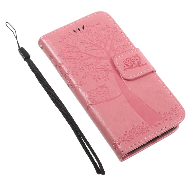Impressão Coruja Coruja Carteira Magnética PU Couro Carrinho Celular Para Iphone 5 / 5s / SE - Rosa-8