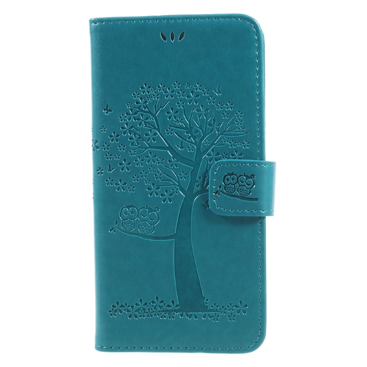 

Imprint Tree Owl Folio Magnetic Wallet PU Leather Stand Cover for iPhone 8 Plus / 7 Plus - Blue
