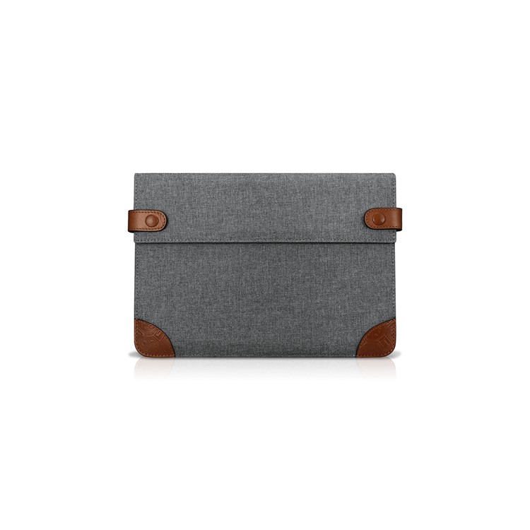Bolsa de saco de luva de couro genuíno com tecido de estilo ICARER para iPad 9.7(2017), porte: 27.8x18.7x3CM-3