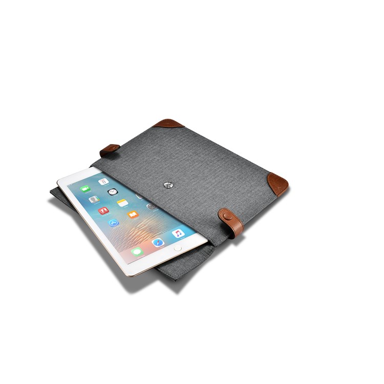 Bolsa de saco de luva de couro genuíno com tecido de estilo ICARER para iPad 9.7(2017), porte: 27.8x18.7x3CM-7
