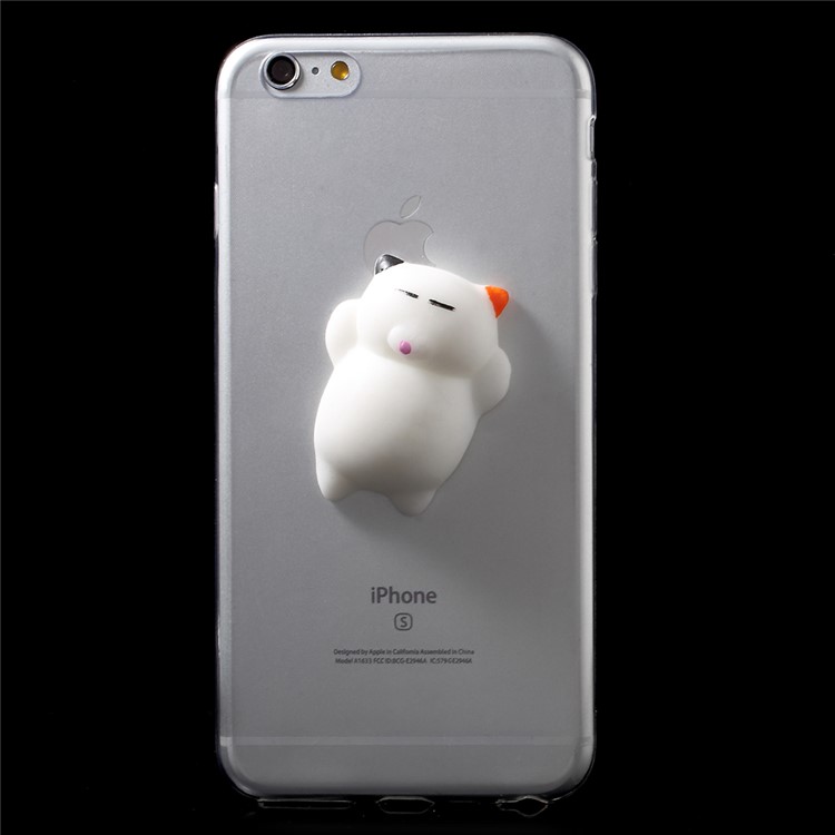Squishy 3D Silicone Fortune Cat Clear TPU Mobile Case for iPhone 6s Plus / 6 Plus 5.5 inch-3