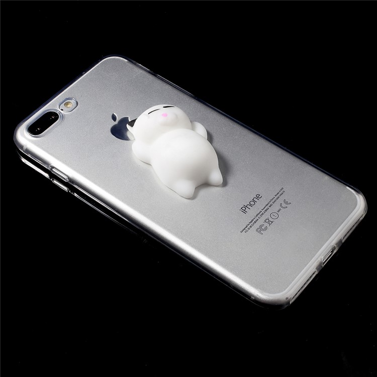 3D Pinch Silicone Fortune Cat Clear TPU Squishy Case for iPhone 7 Plus 5.5 inch-3