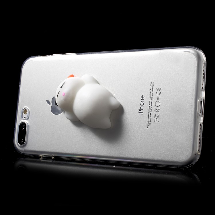 3D Pinch Silicone Fortune Cat Clear TPU Squishy Case for iPhone 7 Plus 5.5 inch-4