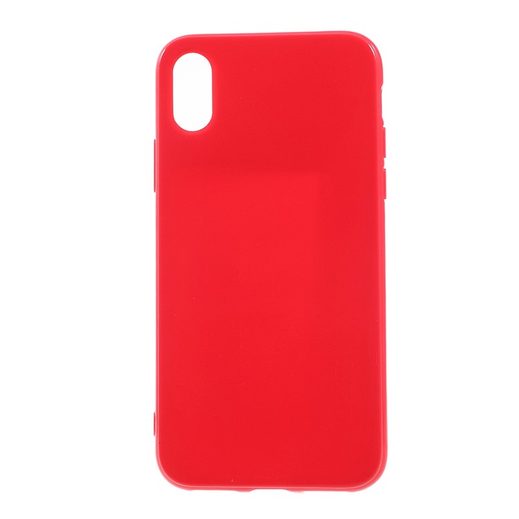 Solid Color Glossy TPU Phone Case Shell for iPhone XS / X/10 5.8 inch - Red-1
