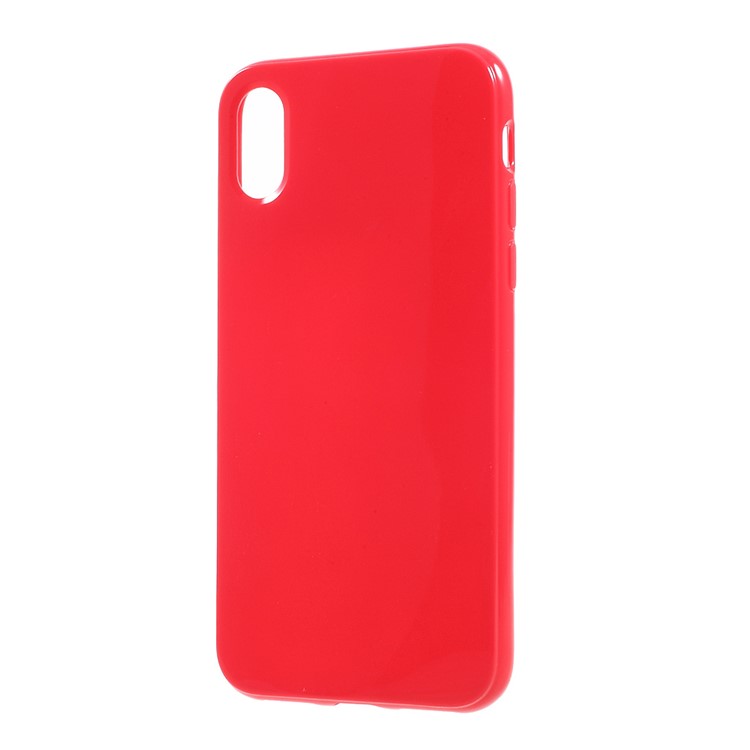 Solid Color Glossy TPU Phone Case Shell for iPhone XS / X/10 5.8 inch - Red-2