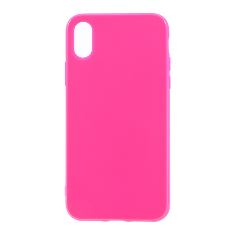 Solid Color Glossy TPU Back Cover for iPhone XS / X/10 5.8 inch - Rose-1