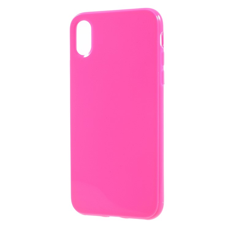Solid Color Glossy TPU Back Cover for iPhone XS / X/10 5.8 inch - Rose-2