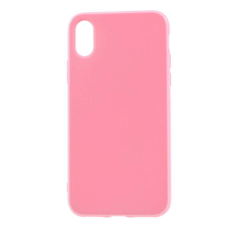 Solid Color Glossy TPU Cover Case for iPhone XS / X/10 5.8 inch - Pink-1