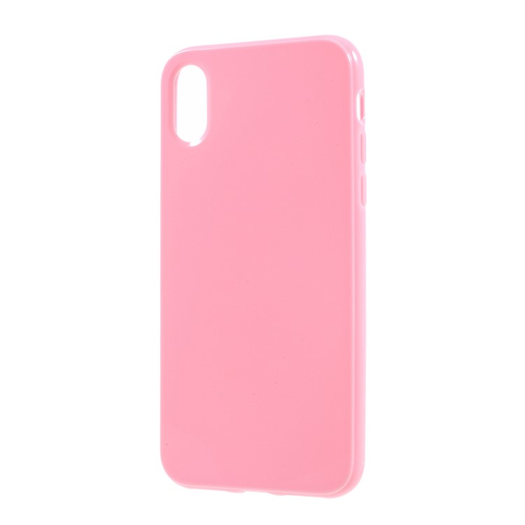 Solid Color Glossy TPU Cover Case for iPhone XS / X/10 5.8 inch - Pink-2