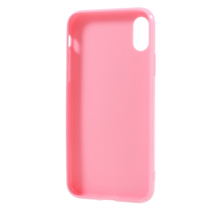 Solid Color Glossy TPU Cover Case for iPhone XS / X/10 5.8 inch - Pink-3