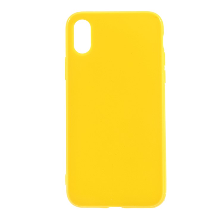 Glossy Solid Color TPU Phone Case for iPhone XS / X/10 5.8 inch - Yellow-1