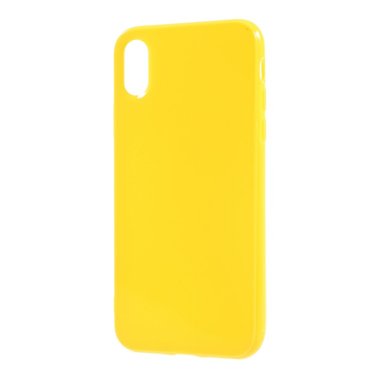 Glossy Solid Color TPU Phone Case for iPhone XS / X/10 5.8 inch - Yellow-2