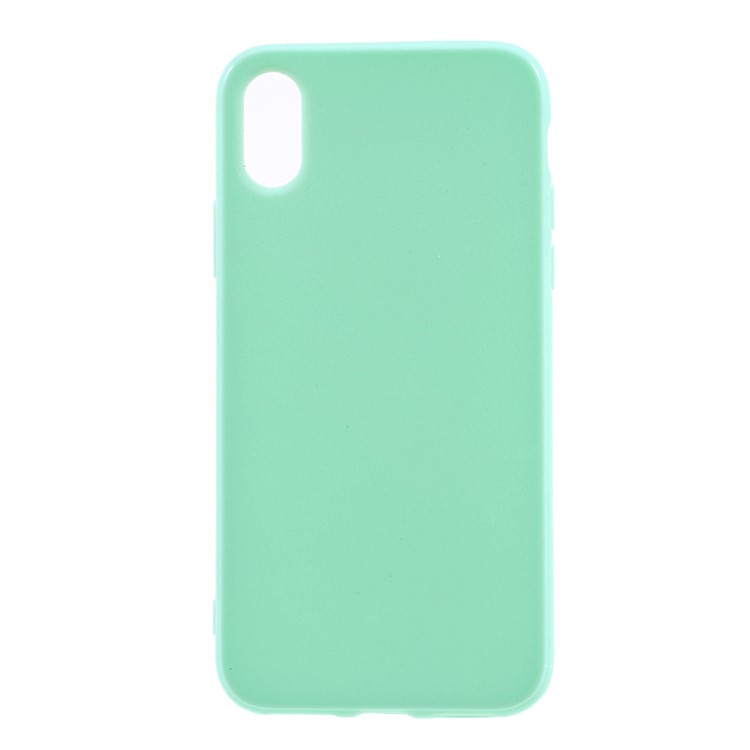 Solid Color Glossy TPU Phone Case Accessory for iPhone XS / X/10 5.8 inch - Cyan-1