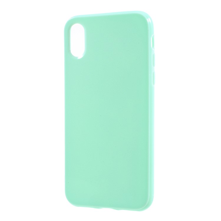 Solid Color Glossy TPU Phone Case Accessory for iPhone XS / X/10 5.8 inch - Cyan-2