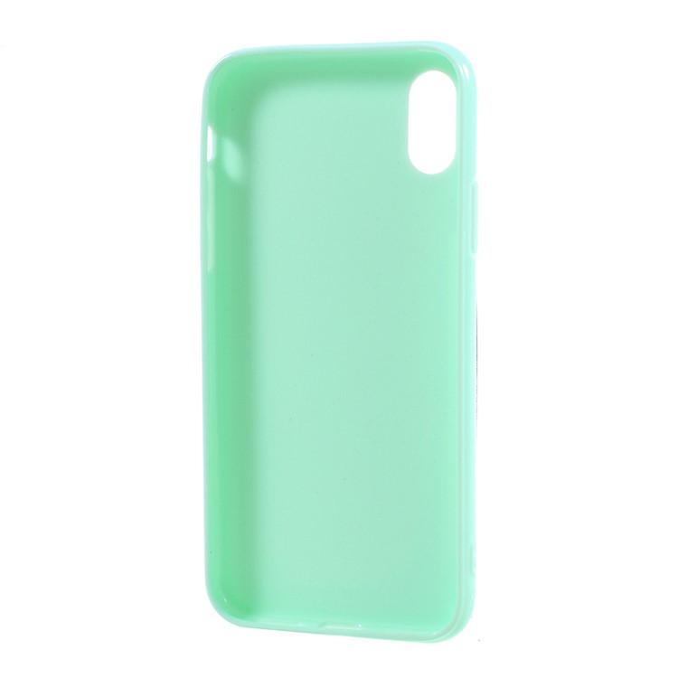 Solid Color Glossy TPU Phone Case Accessory for iPhone XS / X/10 5.8 inch - Cyan-3