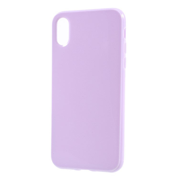 For iPhone XS / X/Ten 5.8 inch Solid Color Glossy TPU Phone Case - Light Purple-1