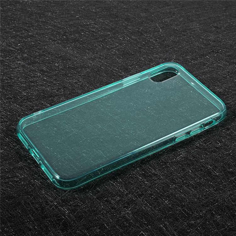 Transparent Soft TPU Gel Cover for iPhone XS / X/Ten 5.8 inch - Cyan-1
