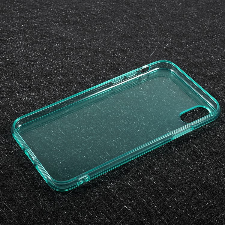 Transparent Soft TPU Gel Cover for iPhone XS / X/Ten 5.8 inch - Cyan-2