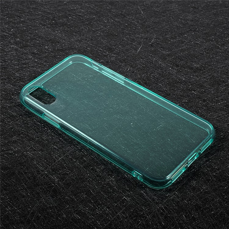 Transparent Soft TPU Gel Cover for iPhone XS / X/Ten 5.8 inch - Cyan-3