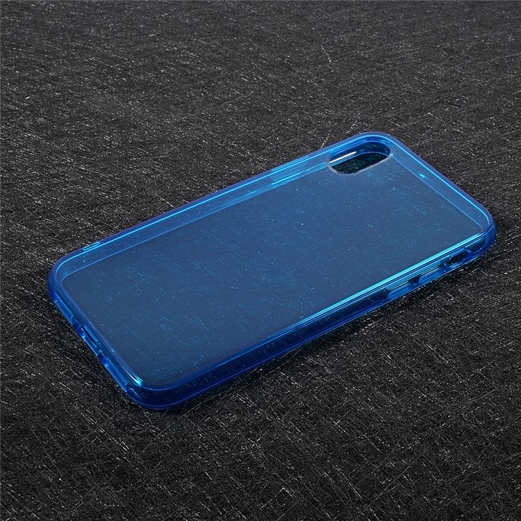 Transparent Soft TPU Flexible Cover Case for iPhone XS / X/Ten 5.8 inch - Blue-1