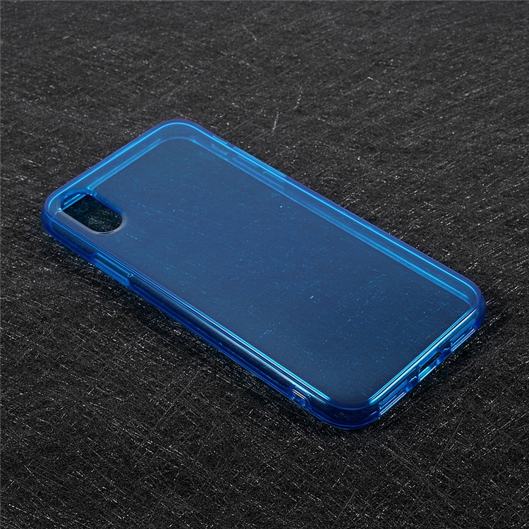 Transparent Soft TPU Flexible Cover Case for iPhone XS / X/Ten 5.8 inch - Blue-3