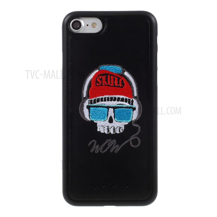 WUW-K86 Embroidery PU Leather Coated PC TPU Case for iPhone 7 4.7 - Black Edge-1