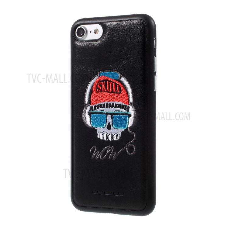 WUW-K86 Embroidery PU Leather Coated PC TPU Case for iPhone 7 4.7 - Black Edge-2