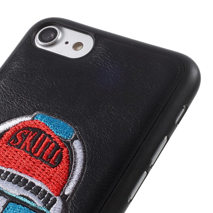 WUW-K86 Embroidery PU Leather Coated PC TPU Case for iPhone 7 4.7 - Black Edge-4