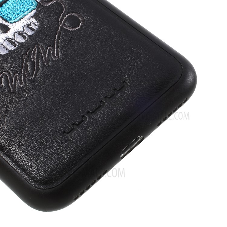 WUW-K86 Embroidery PU Leather Coated PC TPU Case for iPhone 7 4.7 - Black Edge-5