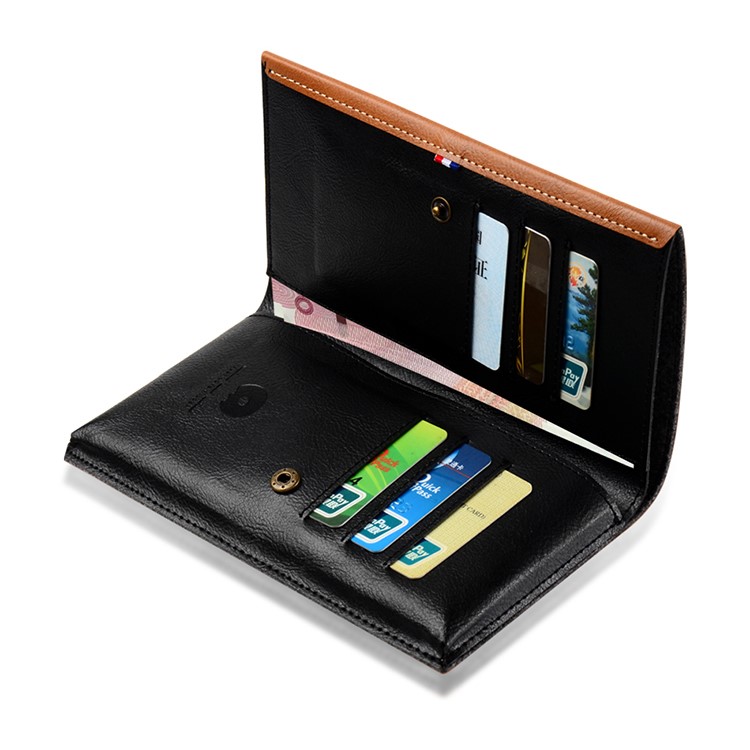 WUW Universal Leather Phone Pouch Bi-fold Wallet for iPhone 7 Plus, Size: 175 x 98mm - Black-12
