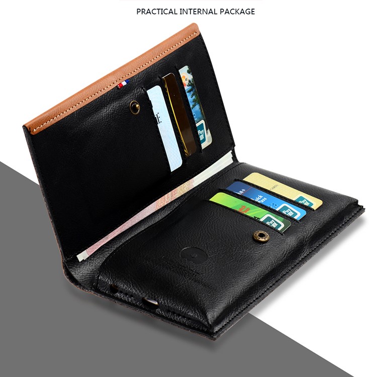WUW Universal Leather Phone Pouch Bi-fold Wallet for iPhone 7 Plus, Size: 175 x 98mm - Black-3