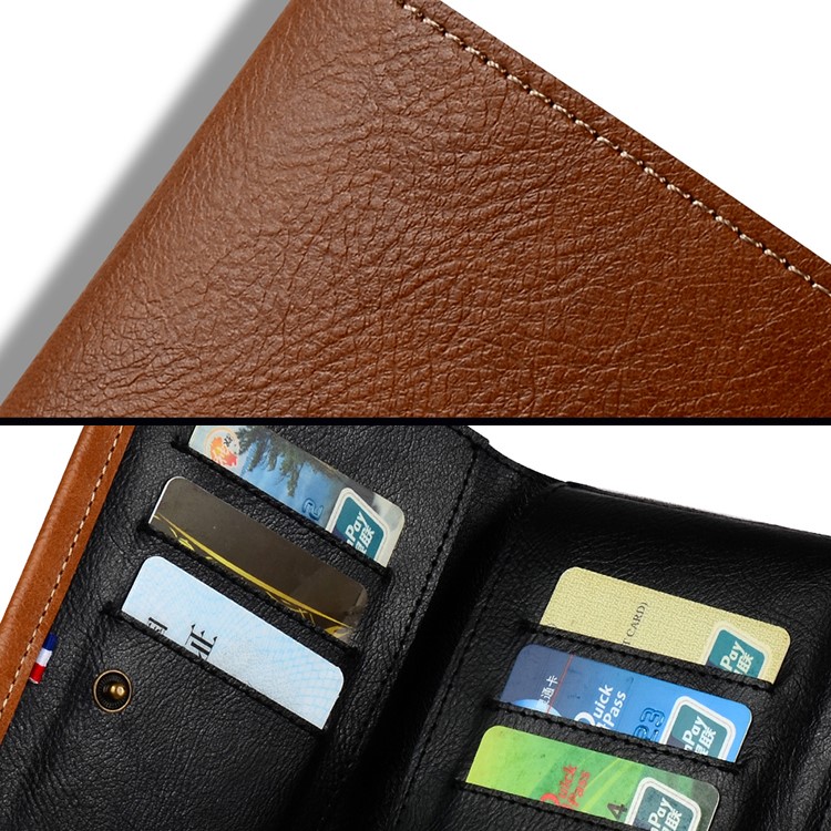WUW Universal Leather Phone Pouch Bi-fold Wallet for iPhone 7 Plus, Size: 175 x 98mm - Black-9