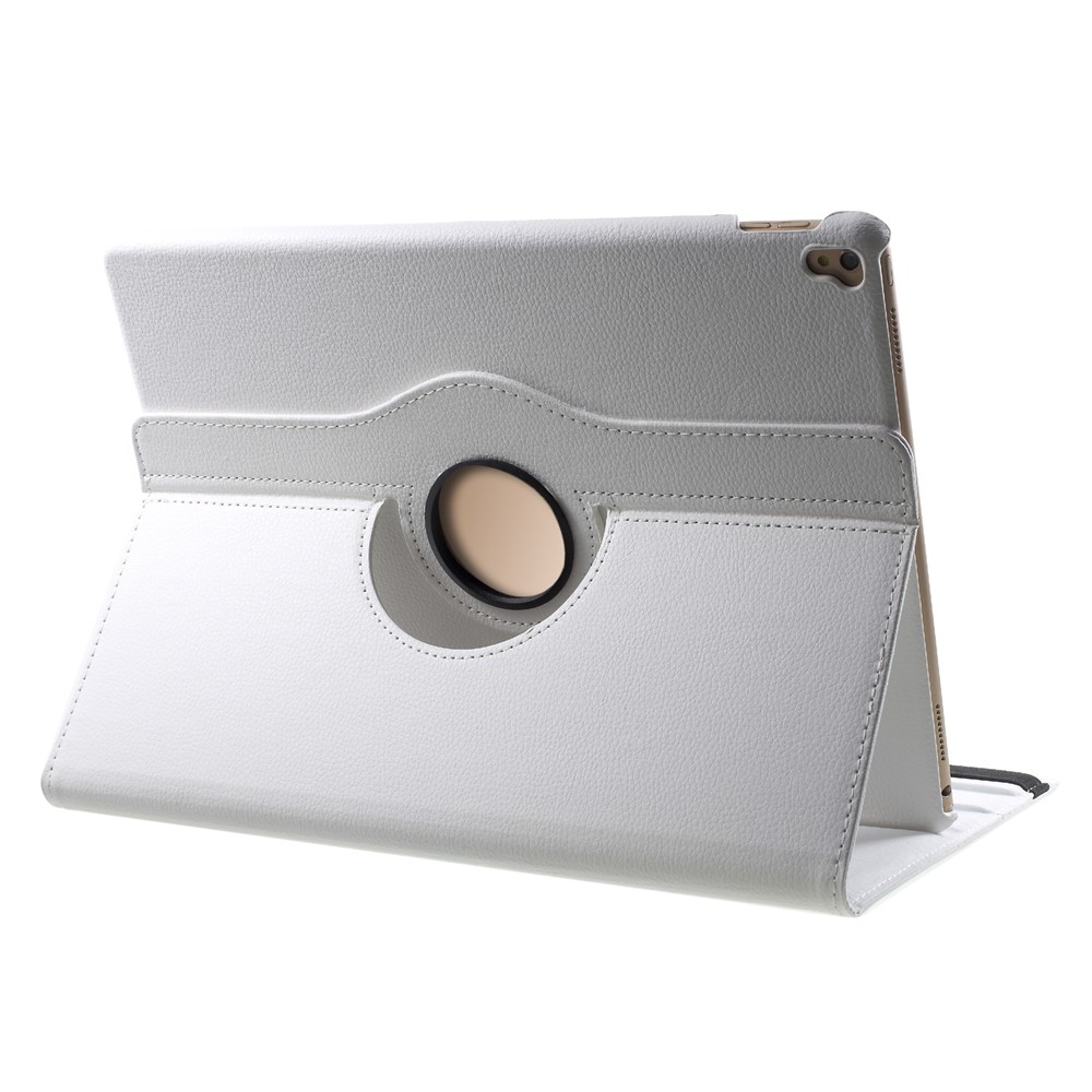 Per IPad PRO 12.9-pollici (2017) Litchi Texture 360 ​​Stand Girevole In Pelle Con Coperchio In Pelle - Bianco