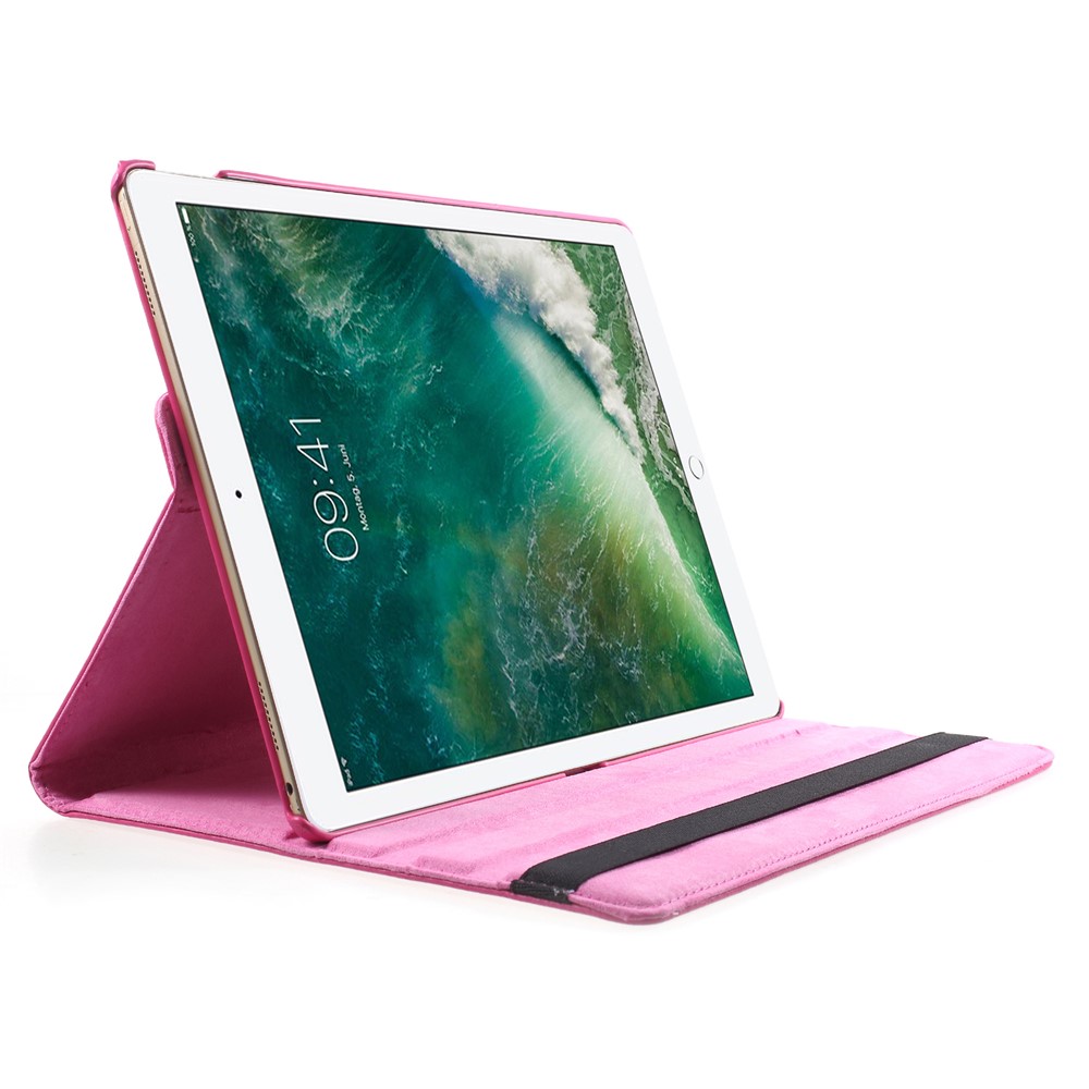 Für IPad Pro 12,9-Zoll (2017) Litchi Textur 360 Swivel Stand Leder Tablet Cover Shell - Rose