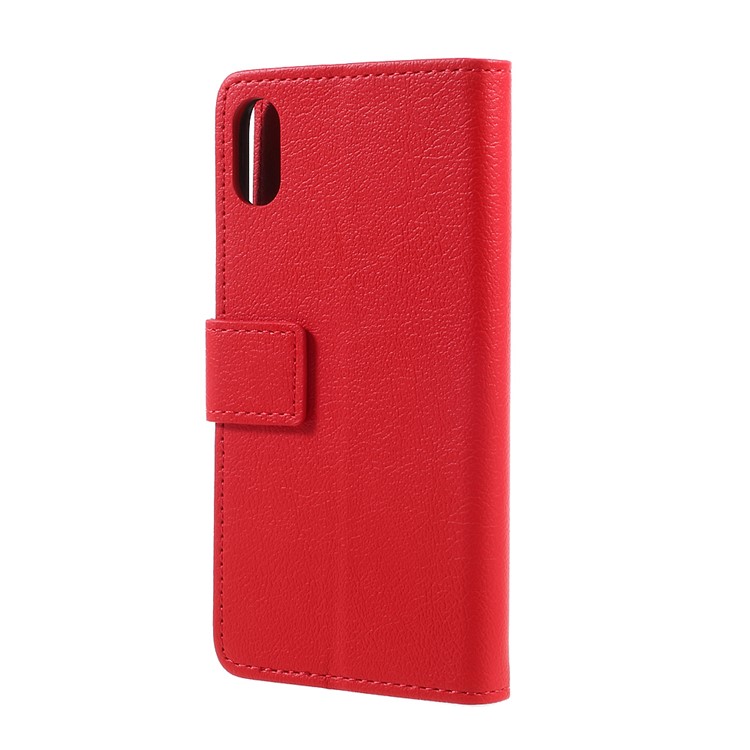 Para iPhone X /10 5.8 inch Carteira de couro com tampa móvel com suporte - vermelho-2