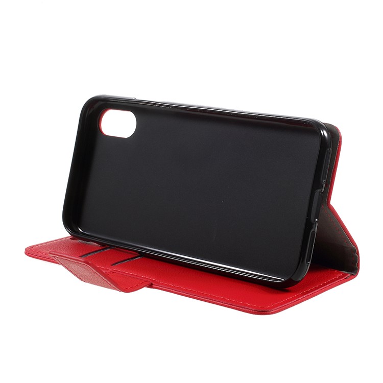 Para iPhone X /10 5.8 inch Carteira de couro com tampa móvel com suporte - vermelho-3