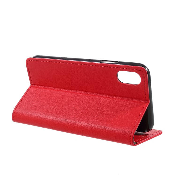 Para iPhone X /10 5.8 inch Carteira de couro com tampa móvel com suporte - vermelho-4