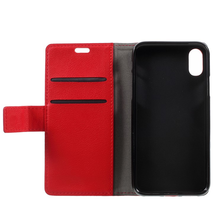 Para iPhone X /10 5.8 inch Carteira de couro com tampa móvel com suporte - vermelho-5