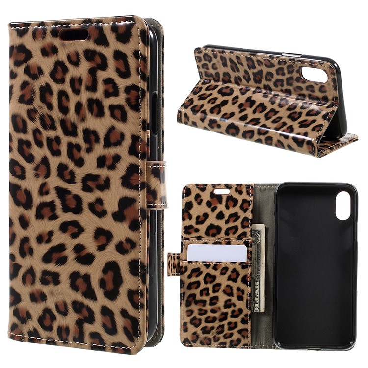 Leopard Pattern Wallet Stand Leather Mobile Phone Case for iPhone 8-1