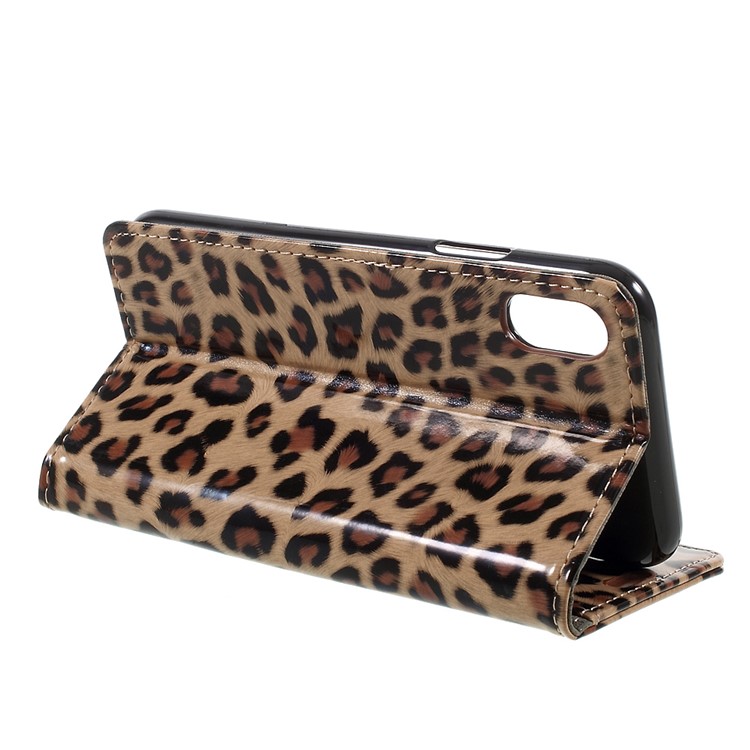 Leopard Pattern Wallet Stand Leather Mobile Phone Case for iPhone 8-7