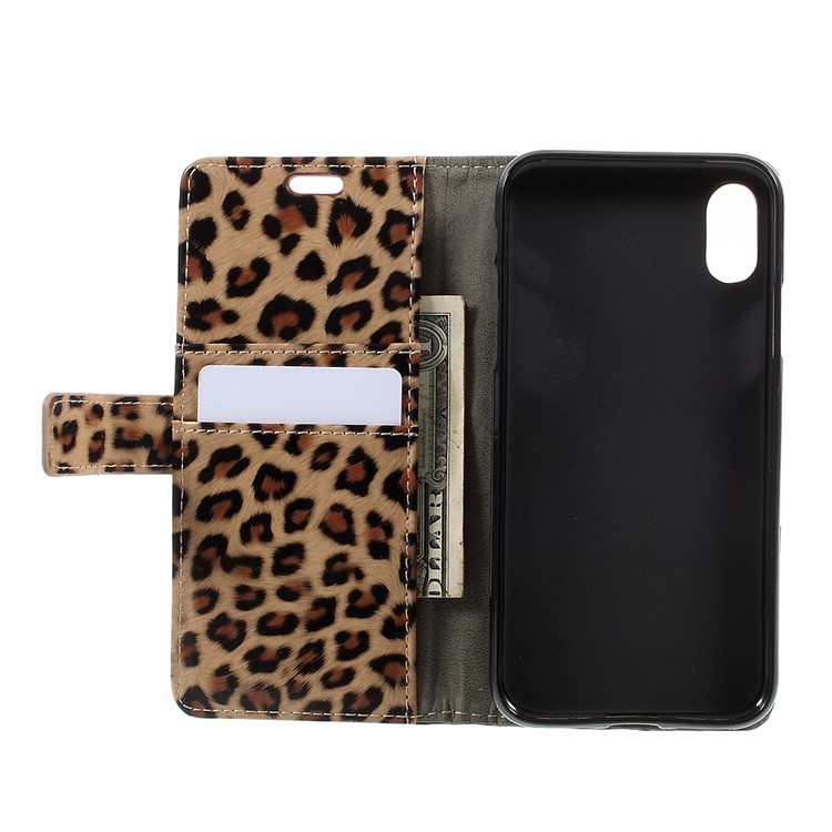 Leopard Pattern Wallet Stand Leather Mobile Phone Case for iPhone 8-8
